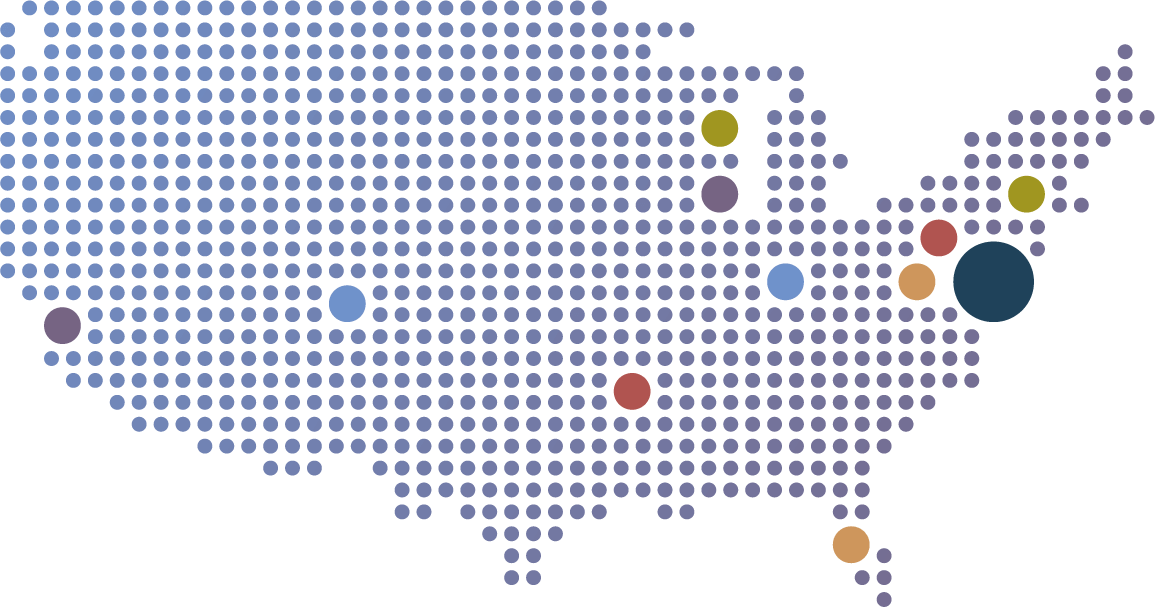 Roll over to see where our employees live and work.